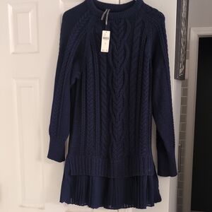 Navy Cable Knit Sweater Dress